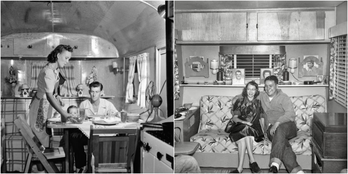 Fascinating photographs showcase the interiors of mobile homes spanning the decades from the 1940s to the 1970s.