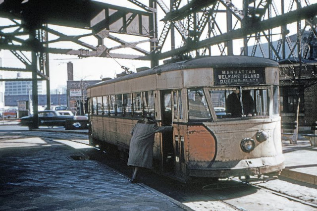 40 seldom-seen color photographs depicting New York City streetcars from the 1930s to the 1950s.