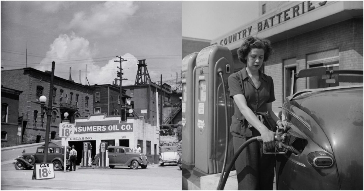 What gas stations looked like in the late 1930s in the United States