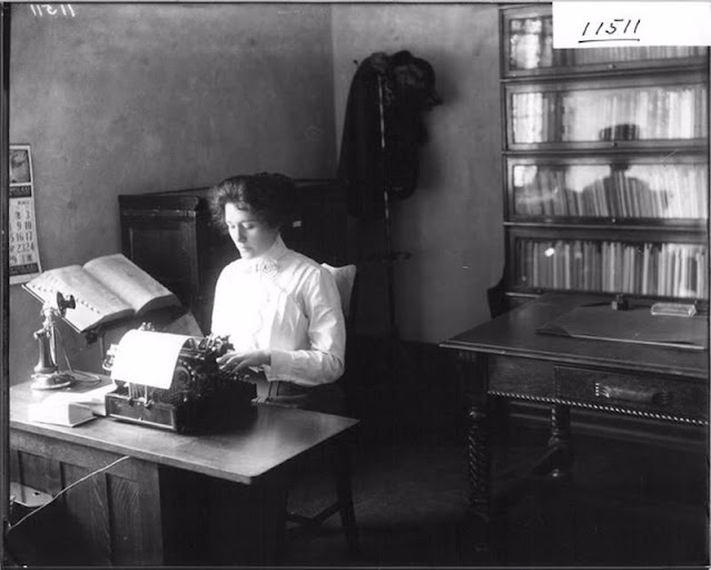 Before Computers: Vintage Photographs of Individuals from the Past Using Typewriters