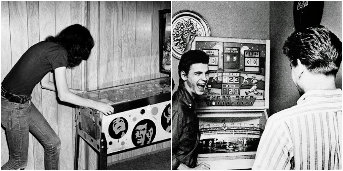 "20 Rare Vintage Snapshots: Rock Legends Unwind with Pinball"