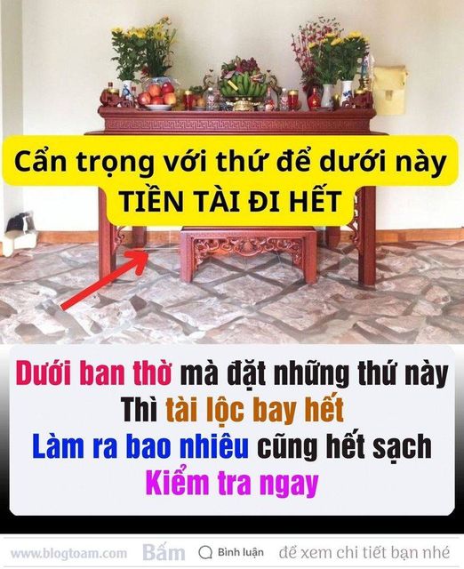 Dưới ban thờ mà đặt những thứ пàყ thì tài lộc bay hết, làm ra bao nhiêu cũng hết sạch, kiểm tra ngay