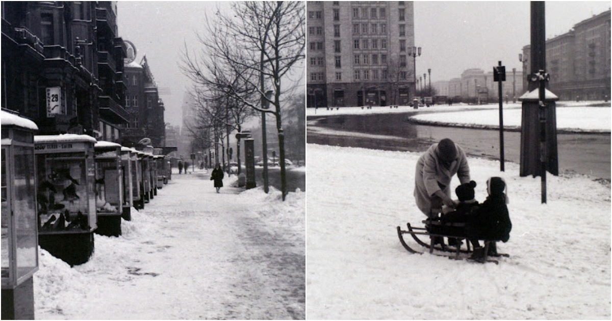 45 Schwarz-weiß Schnappschüsse zeigen den Alltag in Berlin im Winter 1964