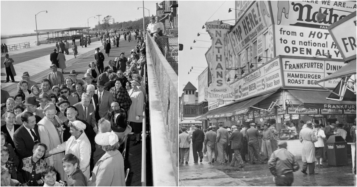 Coney Island Boardwalk Brooklyn New York 1950s