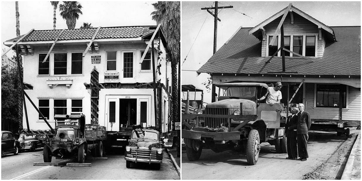 "Timeless Treasures: Historic Images of Moving Houses in Los Angeles, USA"