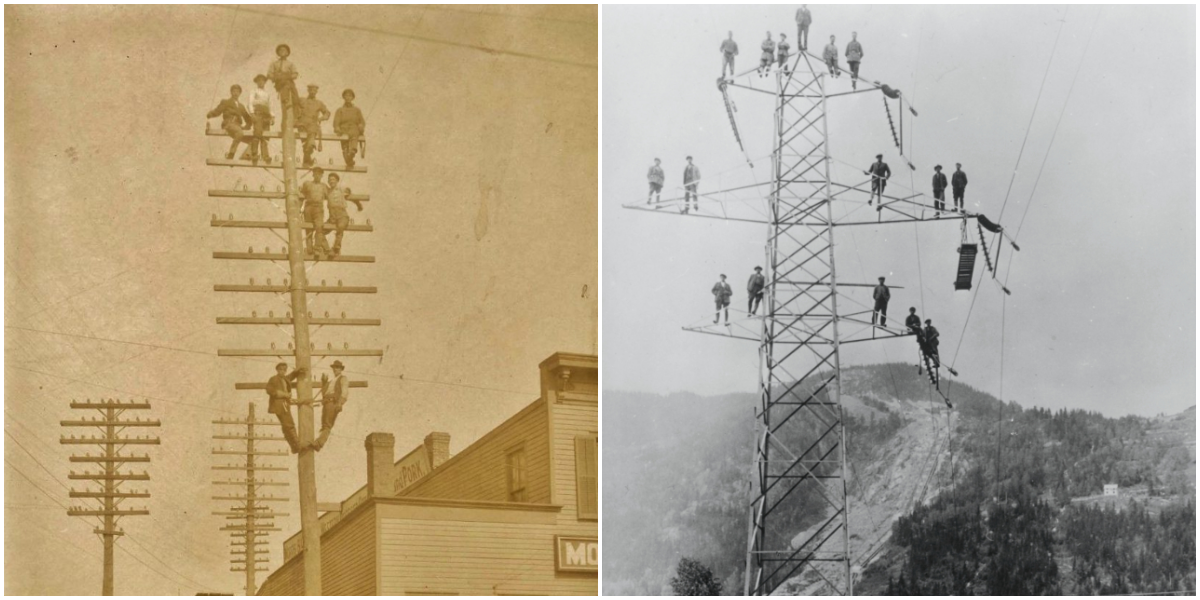 Amazing Vintage Photographs of Linemen on Utility Poles at the Turn of 20th Centur