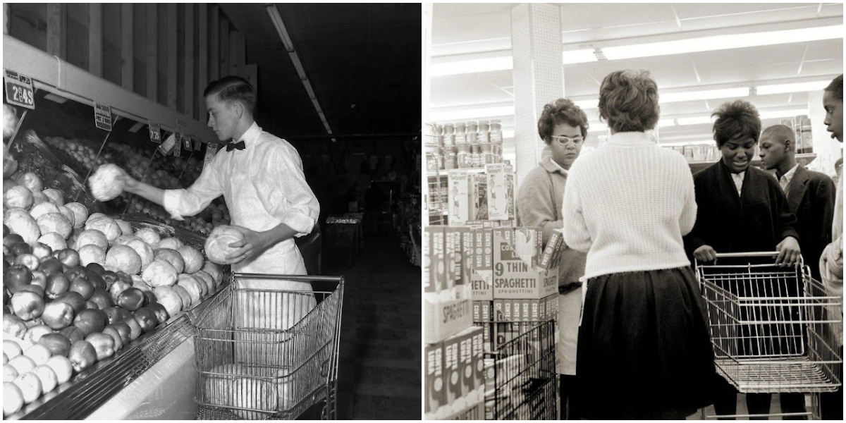 "Exploring Mid-20th Century Supermarkets: A Journey Through Captivating Vintage Photography"