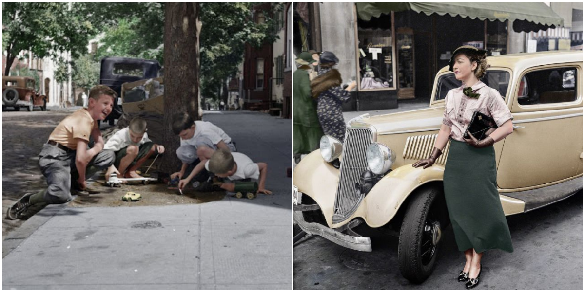 "Stunning Colorized Images Bring 1930s and '40s America to Vibrant Life: A Glimpse into the Past"