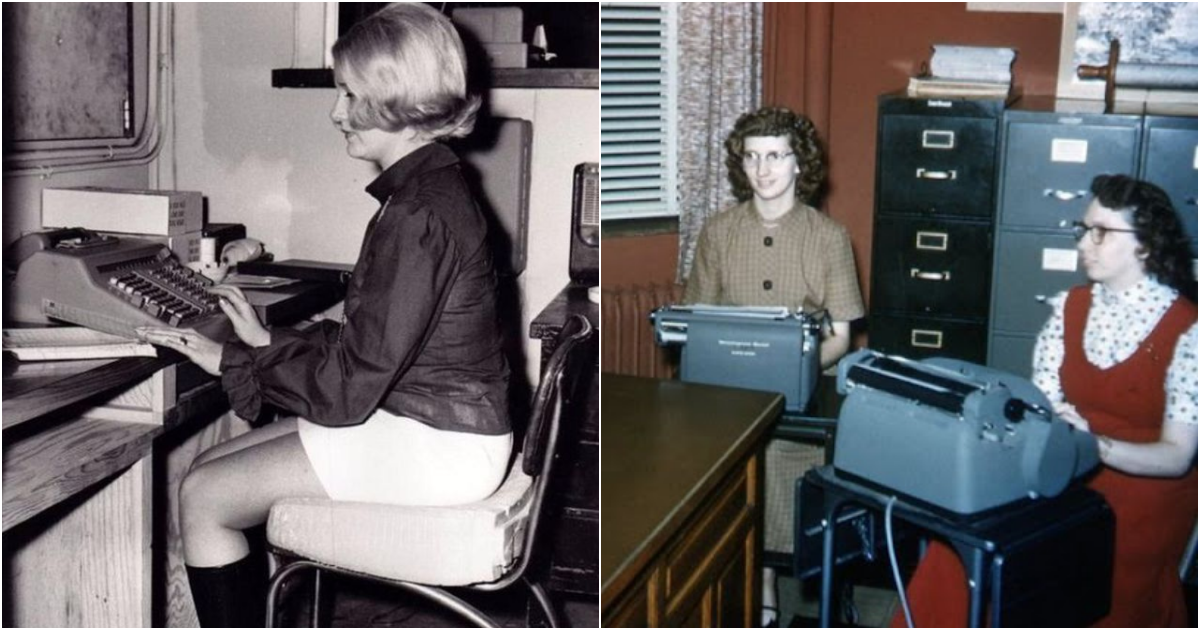 Vor dem Computer – Vintage-Fotos von Menschen aus der Vergangenheit mit ihren Schreibmaschinen